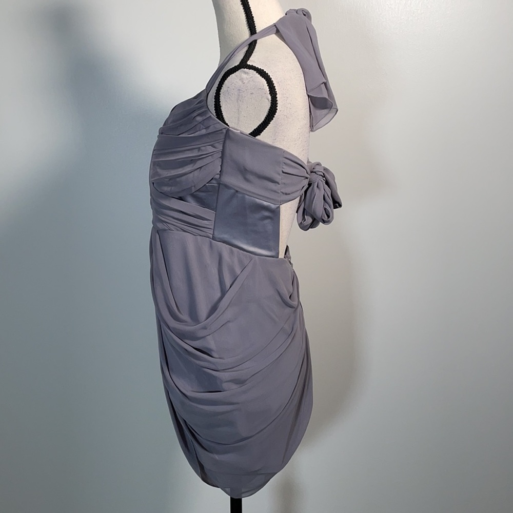 Walter Baker Grey Ruched Tie Back Sleeveless Halter Mini Dress M - Picture 8 of 16